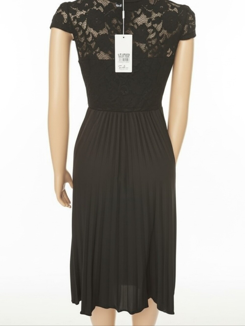 Elegant Black Lace-Top Midi Dress